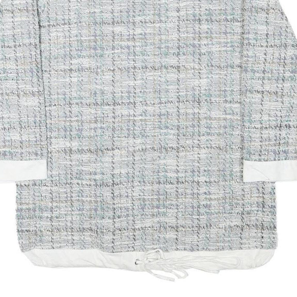 LIVIE Womens Grey & White Printed Top Long Sleeve Crew Neck S Polyester Blend