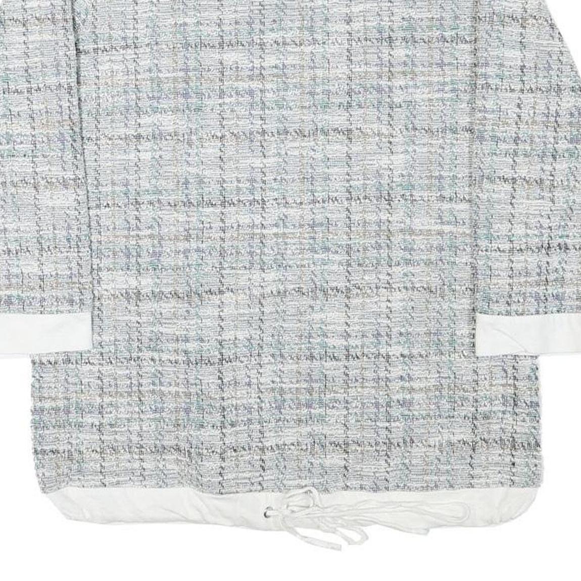 LIVIE Womens Grey & White Printed Top Long Sleeve Crew Neck S Polyester Blend