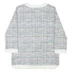 LIVIE Womens Grey & White Printed Top Long Sleeve Crew Neck S Polyester Blend