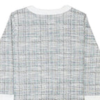 LIVIE Womens Grey & White Printed Top Long Sleeve Crew Neck S Polyester Blend