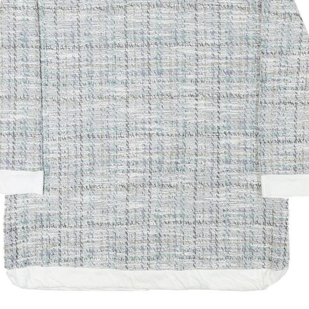 LIVIE Womens Grey & White Printed Top Long Sleeve Crew Neck S Polyester Blend