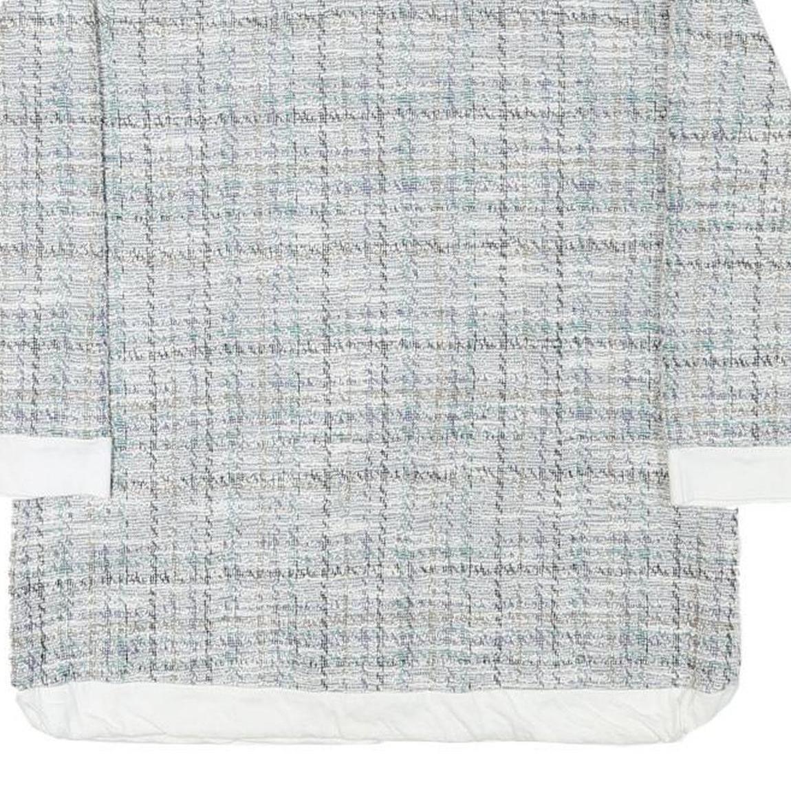 LIVIE Womens Grey & White Printed Top Long Sleeve Crew Neck S Polyester Blend