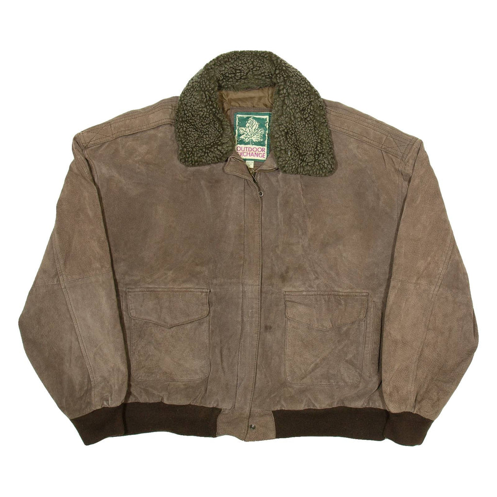 OUTDOOR EXCHANGE Mens Chore Jacket Brown Leather XL