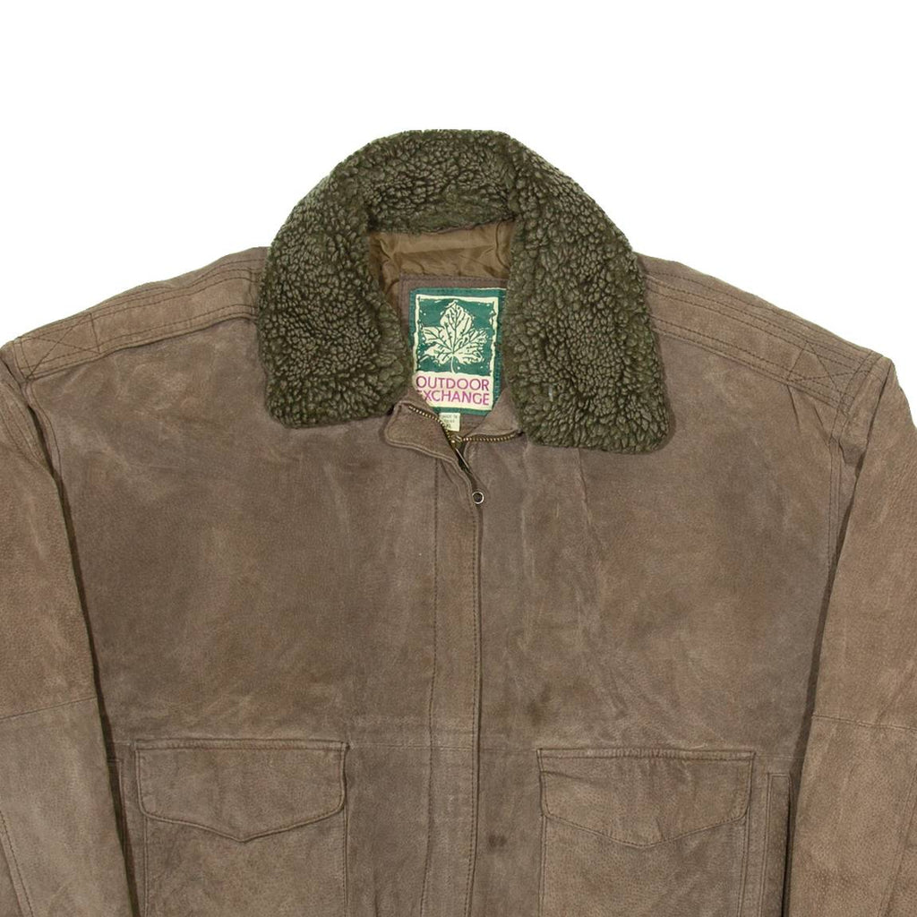 OUTDOOR EXCHANGE Mens Chore Jacket Brown Leather XL