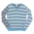 DIESEL Womens Blue Striped Plain V-Neck Basic Knit S Lightweight Jumper
