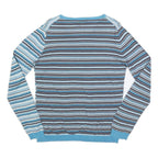 DIESEL Womens Blue Striped Plain V-Neck Basic Knit S Lightweight Jumper