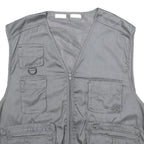 CHALET Mens Grey Utility Jacket L Polyester Blend Plain Multi Pocket Zip