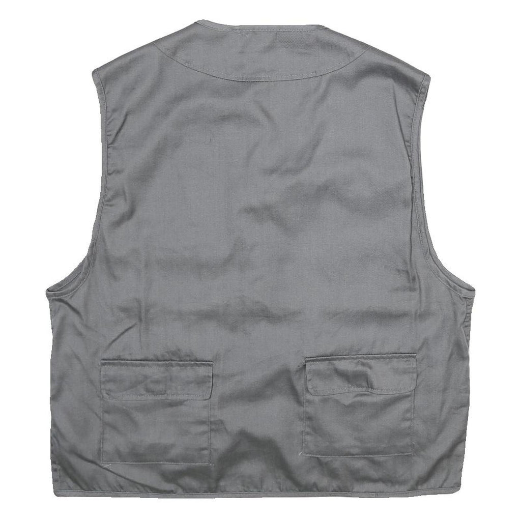 CHALET Mens Grey Utility Jacket L Polyester Blend Plain Multi Pocket Zip