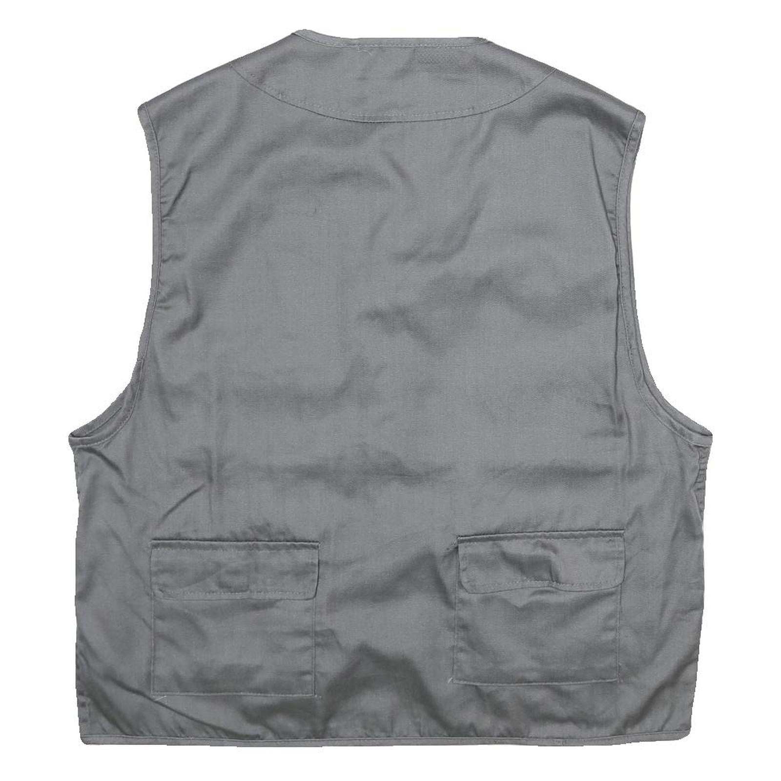 CHALET Mens Grey Utility Jacket L Polyester Blend Plain Multi Pocket Zip