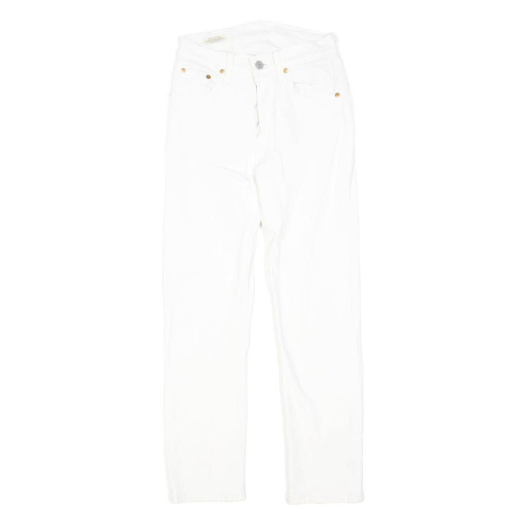 LEVI'S 501 Womens Slim White Denim Jeans W25 L26 Classic Button Fly Cotton Blend
