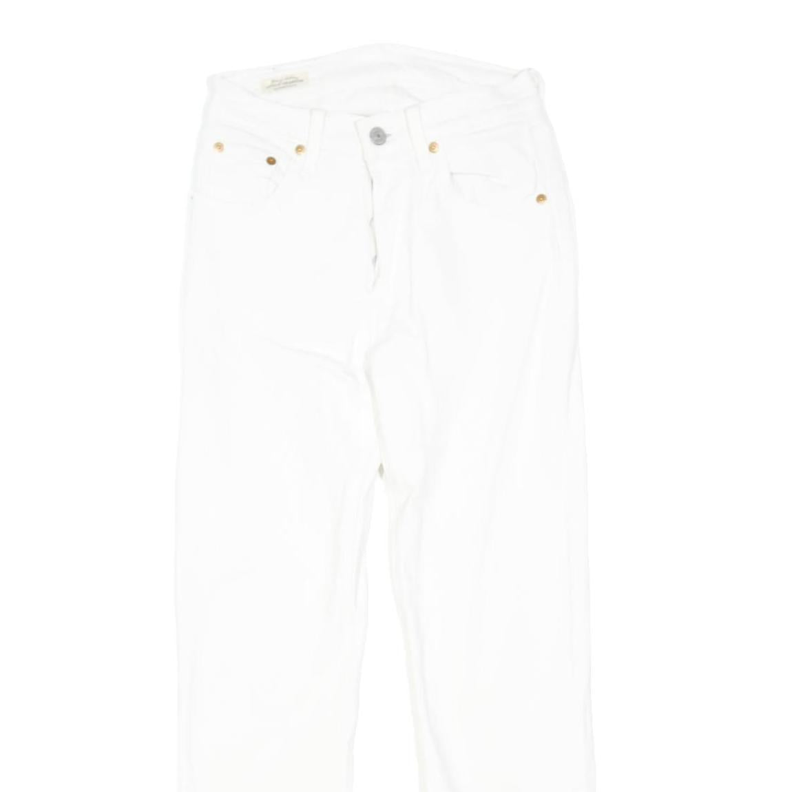 LEVI'S 501 Womens Slim White Denim Jeans W25 L26 Classic Button Fly Cotton Blend