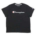 CHAMPION Womens Black Cotton Blend Classic Logo T-Shirt XL Short Sleeve Crew