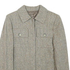 Womens Beige Wool Blend Button Jacket Size S Classic Fit Plain