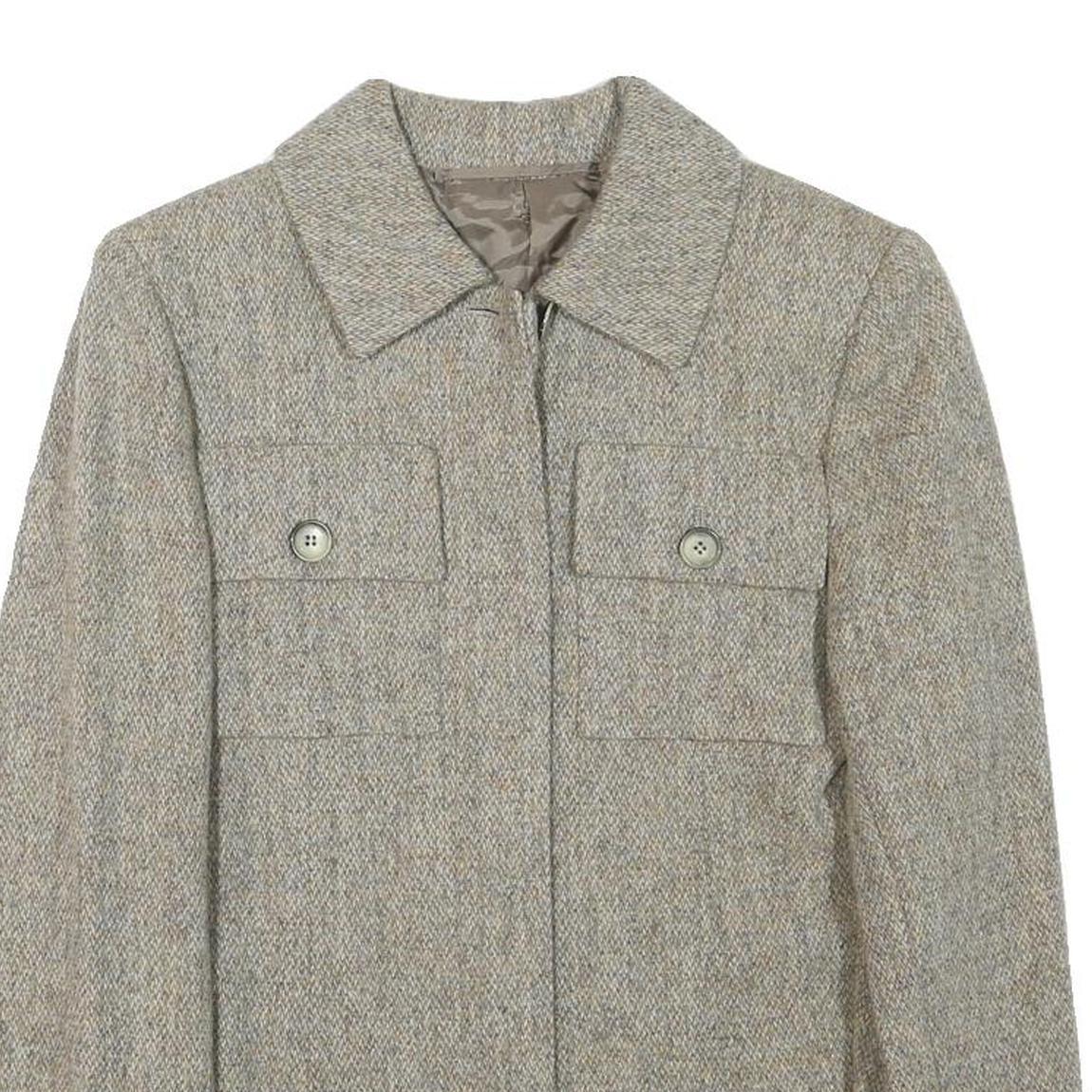 Womens Beige Wool Blend Button Jacket Size S Classic Fit Plain