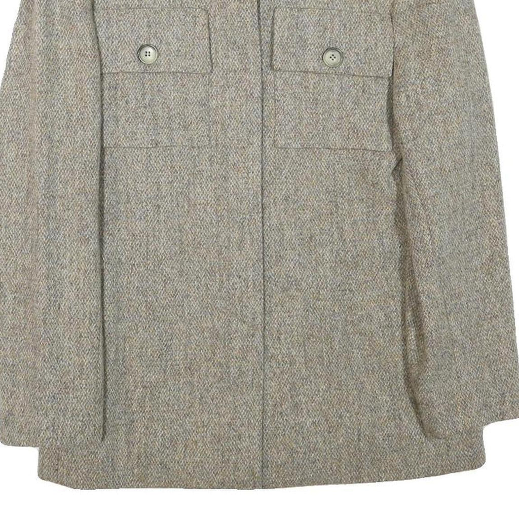 Womens Beige Wool Blend Button Jacket Size S Classic Fit Plain