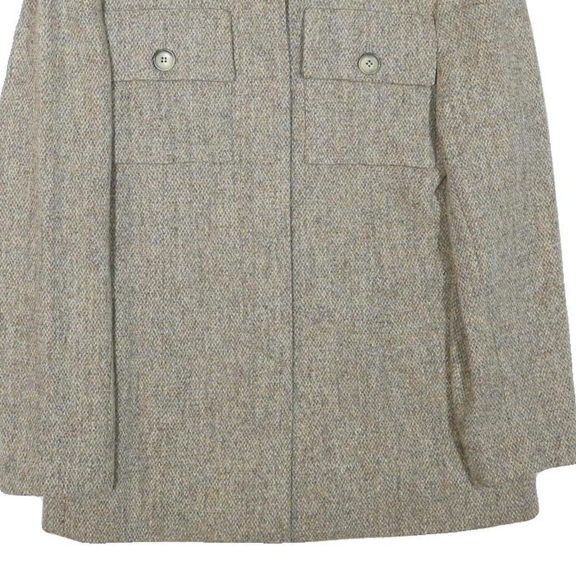 Womens Beige Wool Blend Button Jacket Size S Classic Fit Plain
