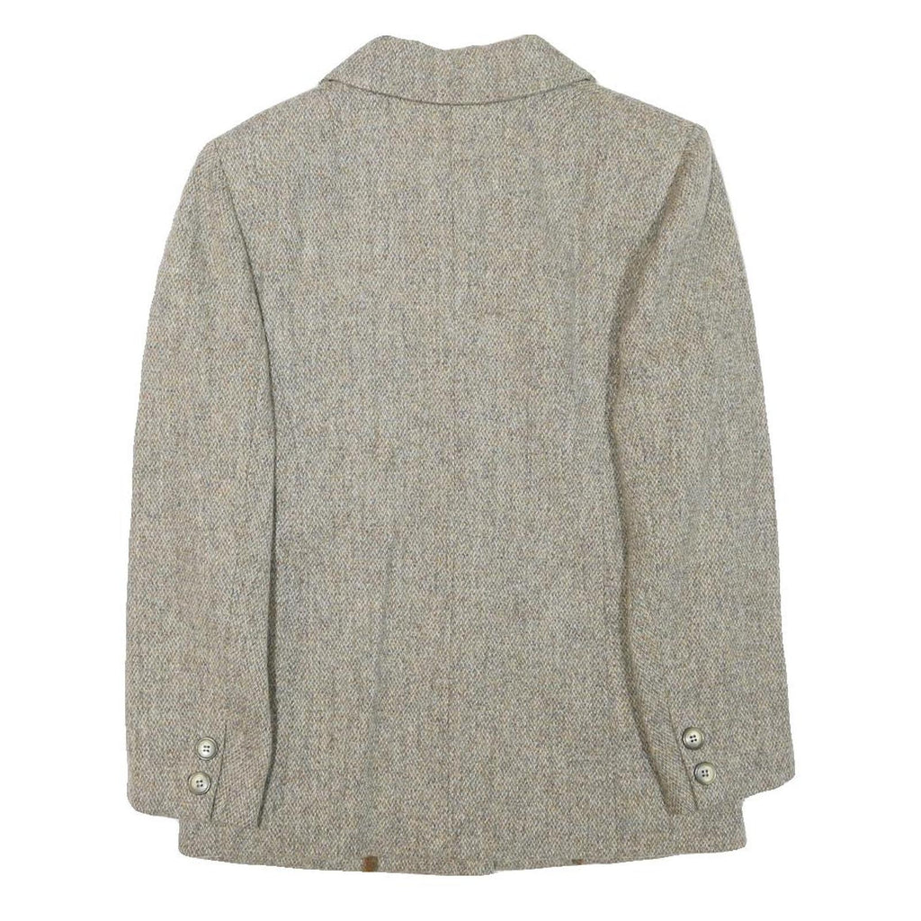 Womens Beige Wool Blend Button Jacket Size S Classic Fit Plain
