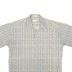 PIERRE CARDIN Mens Beige & Grey Short Sleeve Shirt L Cotton Blend Casual Summer