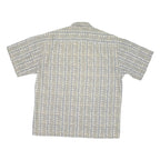 PIERRE CARDIN Mens Beige & Grey Short Sleeve Shirt L Cotton Blend Casual Summer