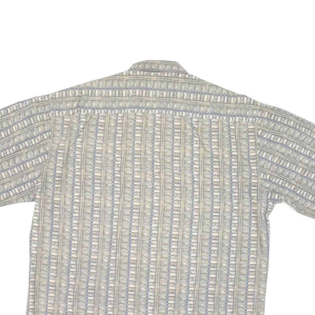 PIERRE CARDIN Mens Beige & Grey Short Sleeve Shirt L Cotton Blend Casual Summer