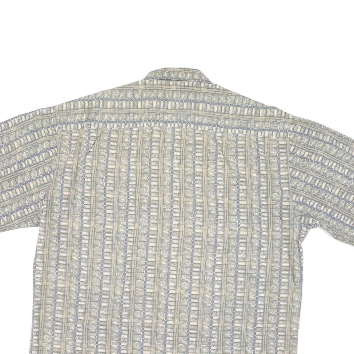 PIERRE CARDIN Mens Beige & Grey Short Sleeve Shirt L Cotton Blend Casual Summer