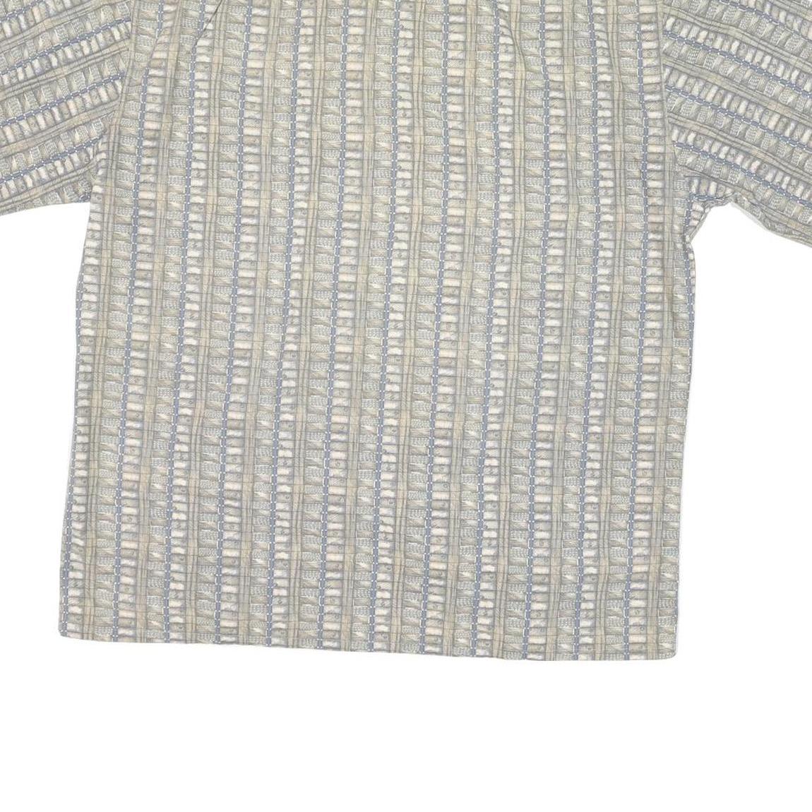 PIERRE CARDIN Mens Beige & Grey Short Sleeve Shirt L Cotton Blend Casual Summer