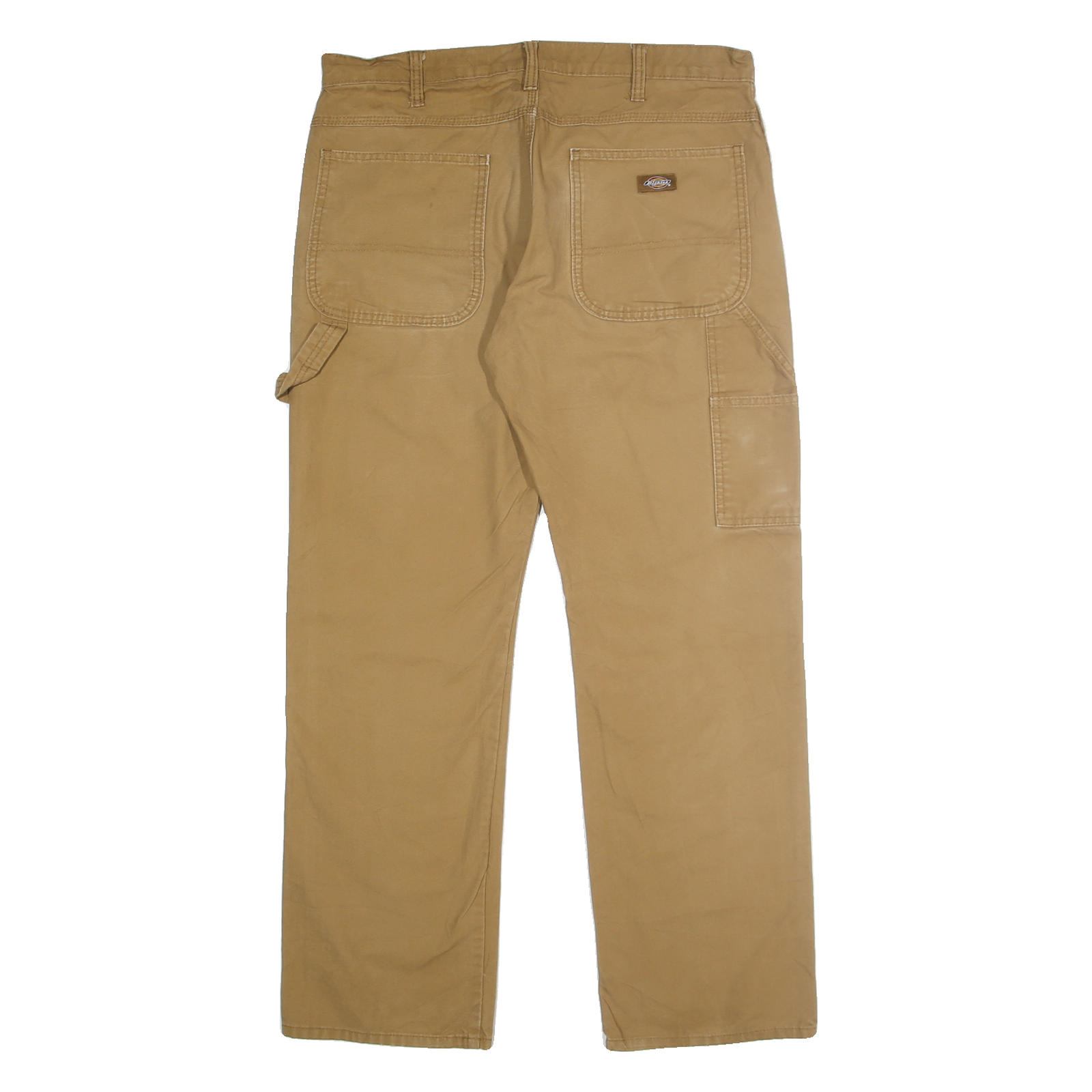 DICKIES Mens Relaxed Beige Cotton Workwear Trousers W34 L32 Casual Durable Fit
