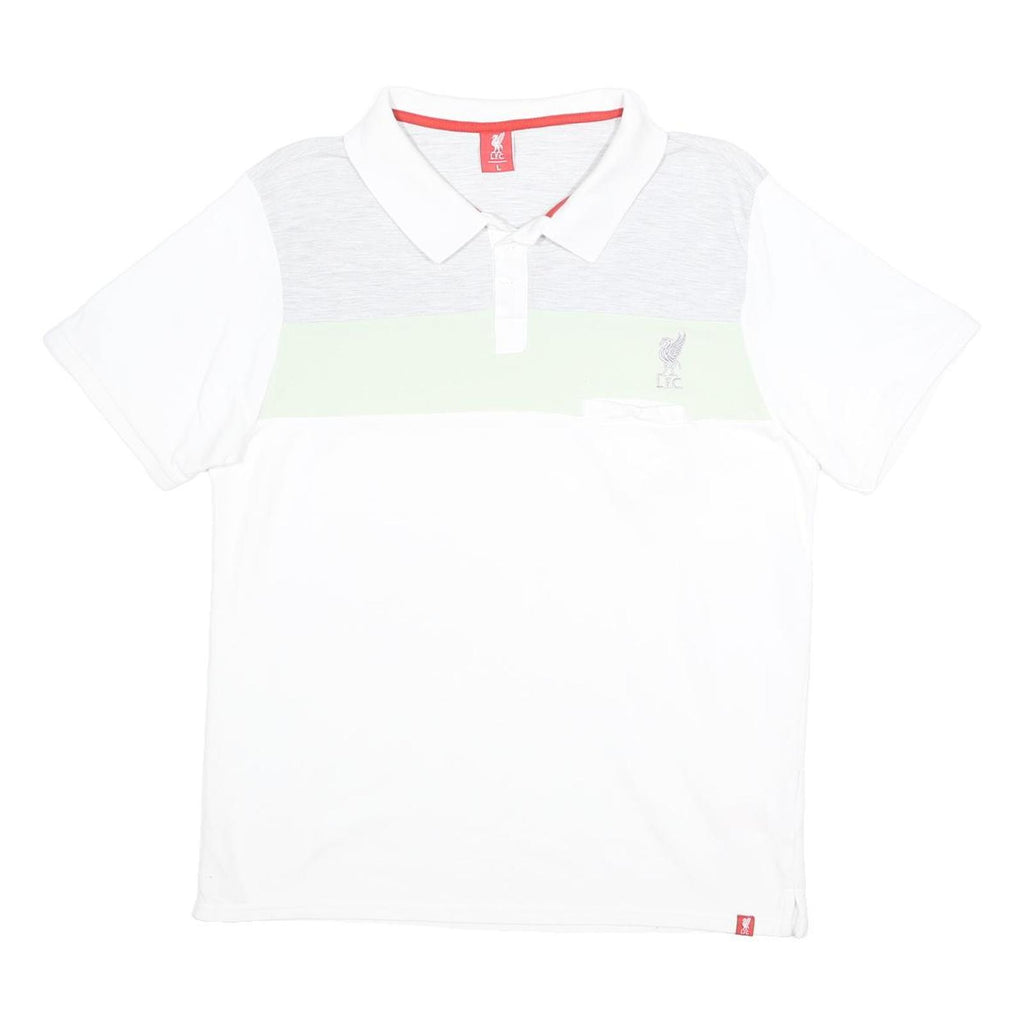 LIVERPOOL FOOTBALL CLUB Mens White Grey Green Cotton Short Sleeve Polo Shirt L
