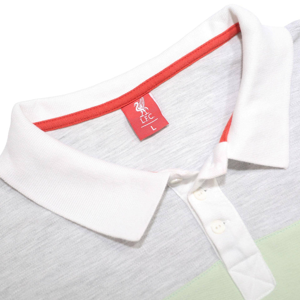 LIVERPOOL FOOTBALL CLUB Mens White Grey Green Cotton Short Sleeve Polo Shirt L