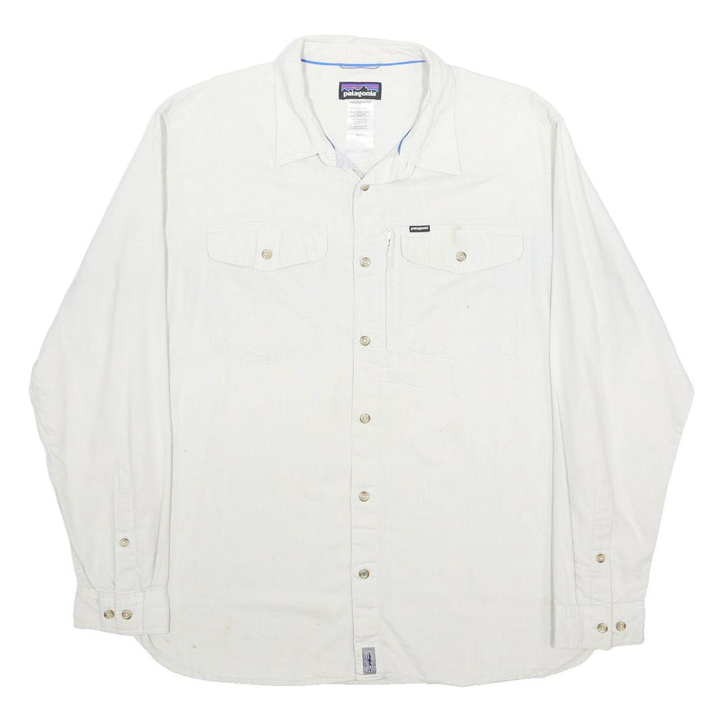 PATAGONIA Mens White Cotton Blend Shirt XL Outdoor Casual Button Front