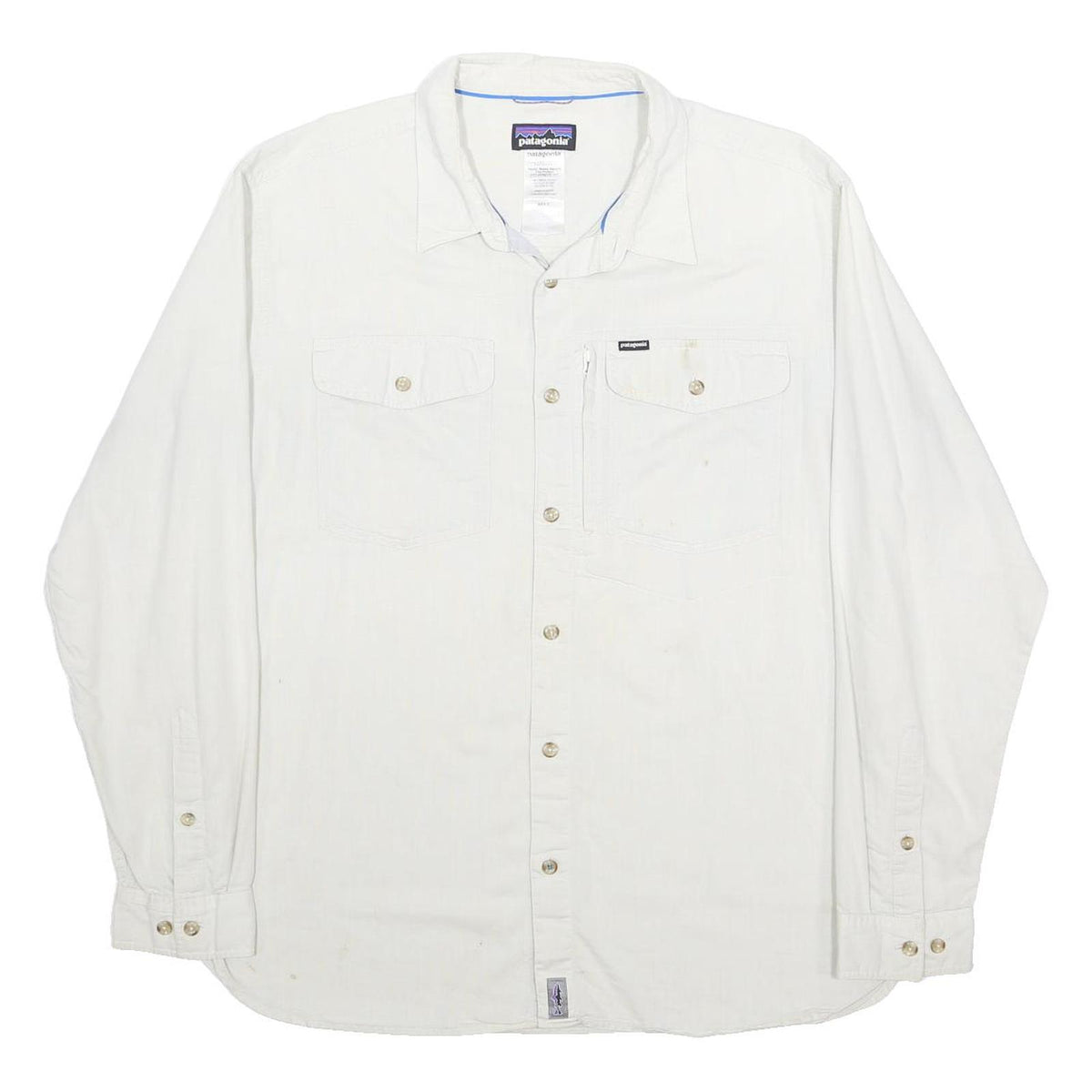 PATAGONIA Mens White Cotton Blend Shirt XL Outdoor Casual Button Front