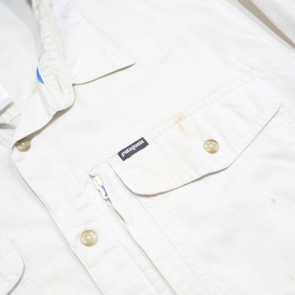PATAGONIA Mens White Cotton Blend Shirt XL Outdoor Casual Button Front