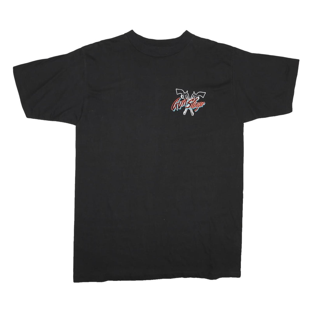 BACK ALLEY SPORTSWEAR Mens Black Gunslinger Graphic T-Shirt XL Crew Neck Short