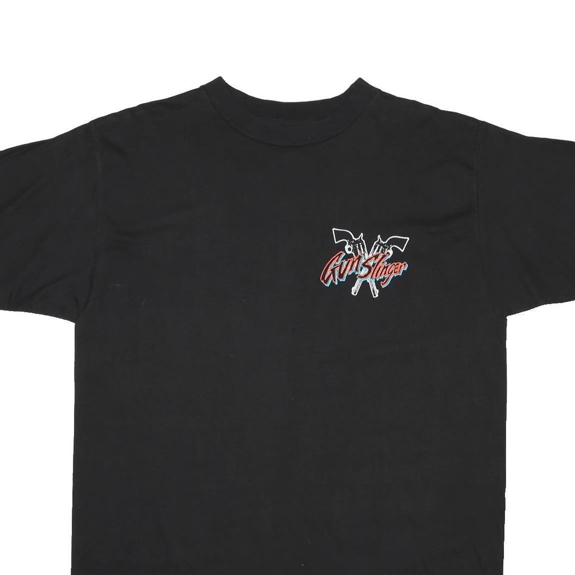 BACK ALLEY SPORTSWEAR Mens Black Gunslinger Graphic T-Shirt XL Crew Neck Short