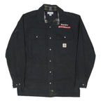 CARHARTT Mens Black Workwear Cotton Blend Jacket L Button Plain Branding Logo