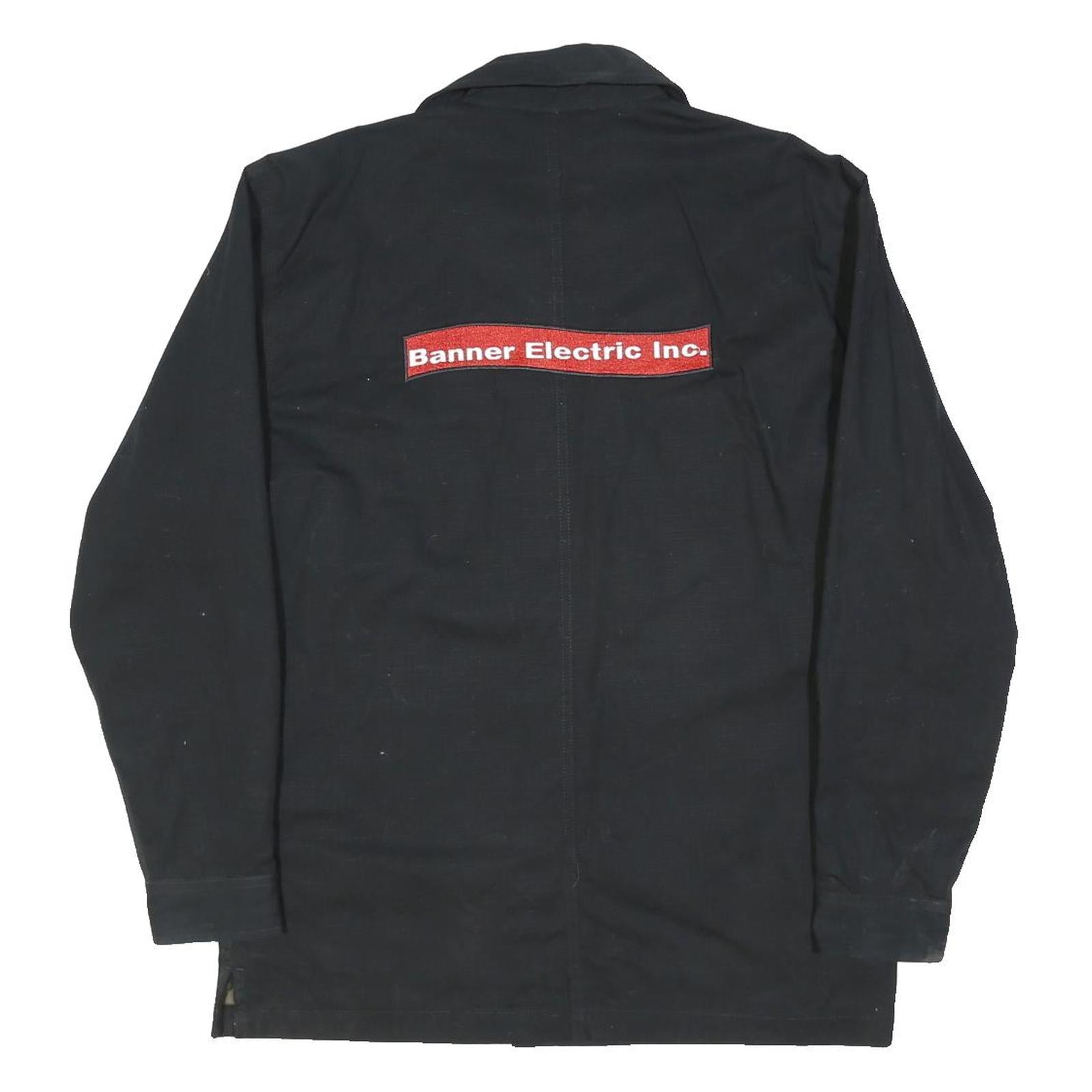 CARHARTT Mens Black Workwear Cotton Blend Jacket L Button Plain Branding Logo