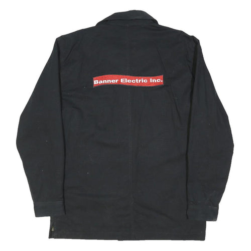CARHARTT Mens Black Workwear Cotton Blend Jacket L Button Plain Branding Logo