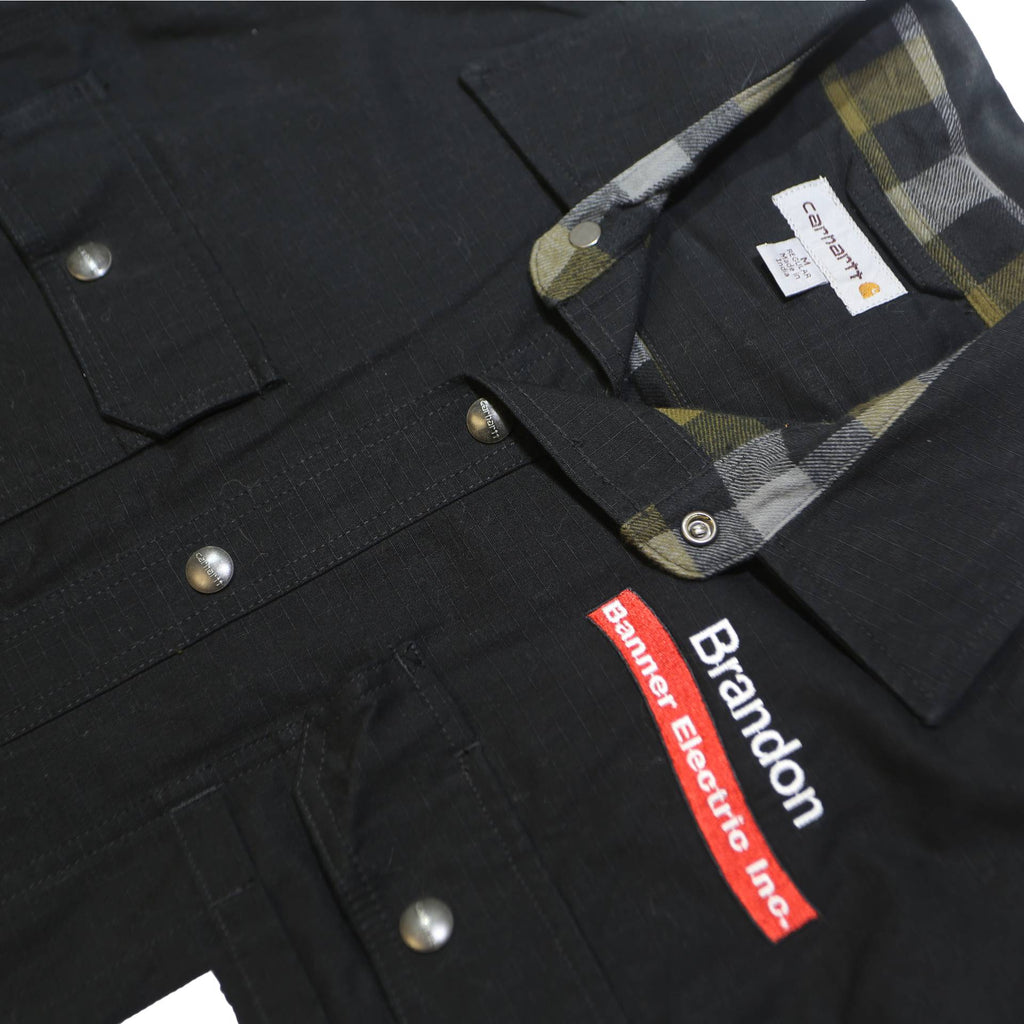 CARHARTT Mens Black Workwear Cotton Blend Jacket L Button Plain Branding Logo