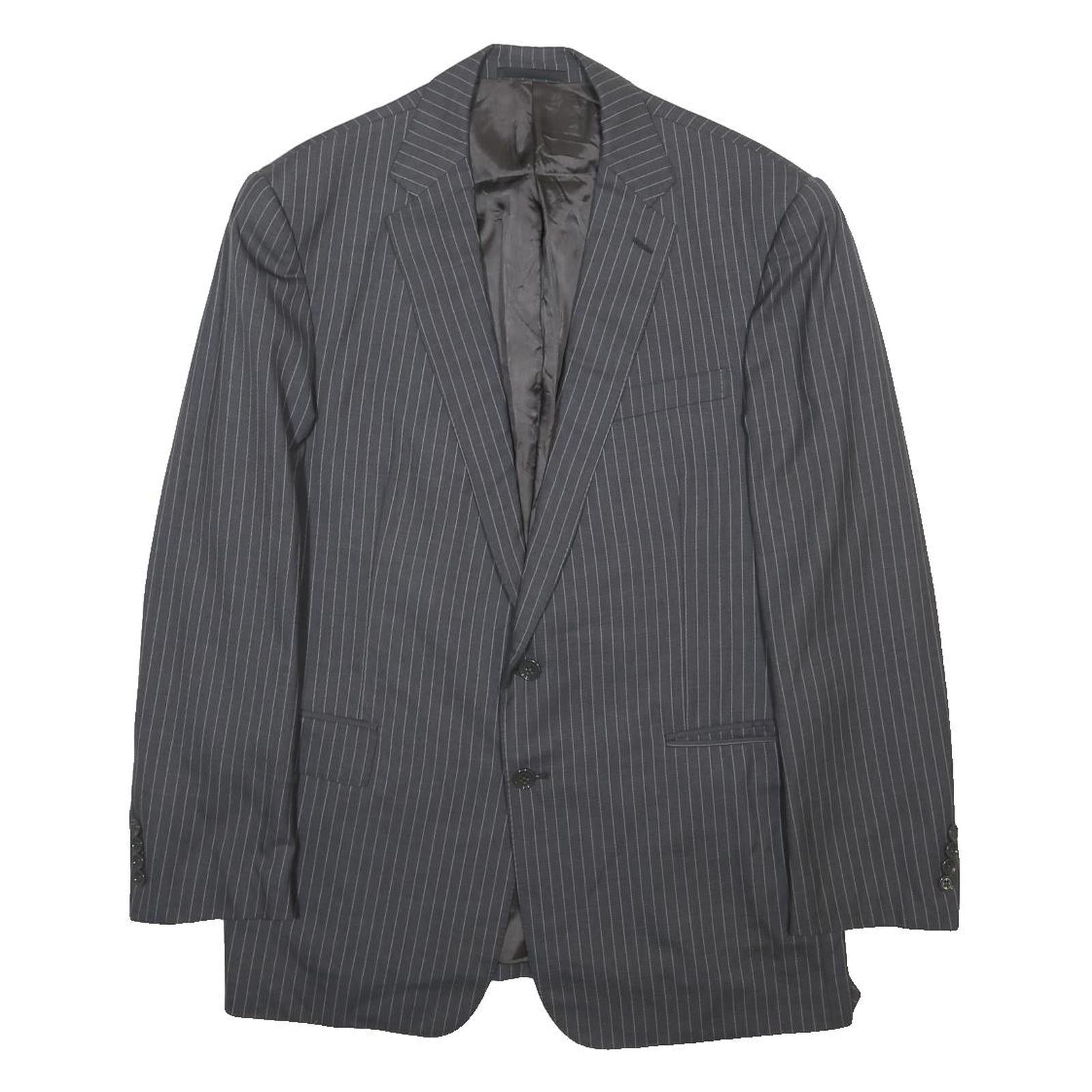 RALPH LAUREN Mens Grey Pinstripe Wool Jacket M Woven Classic Tailored Button