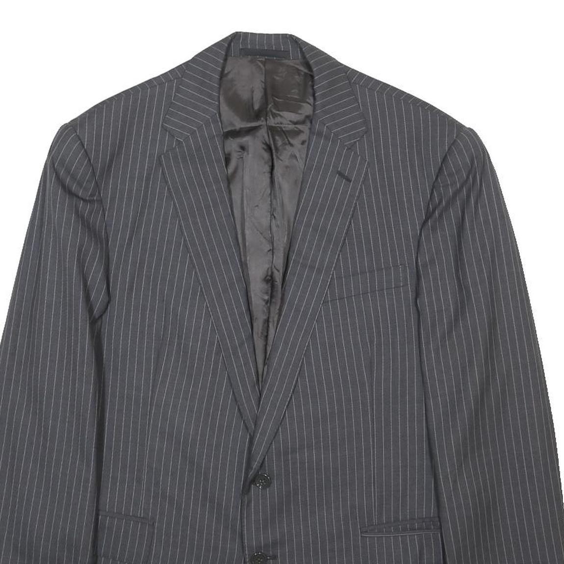 RALPH LAUREN Mens Grey Pinstripe Wool Jacket M Woven Classic Tailored Button