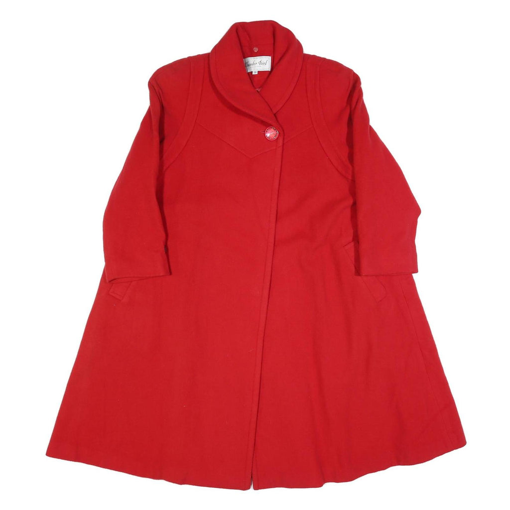THUNDER BIRD Womens Red Wool Button Jacket S Plain Elegant Stylish