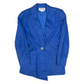 GENEVIEVE Womens Blazer Jacket Blue Linen S