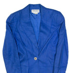 GENEVIEVE Womens Blazer Jacket Blue Linen S