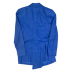 GENEVIEVE Womens Blazer Jacket Blue Linen S
