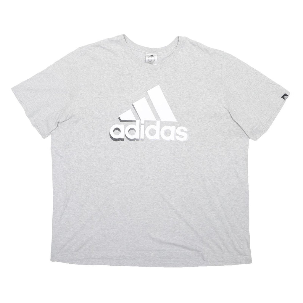 ADIDAS Mens Grey & White Crew Neck Short Sleeve Graphic T-Shirt 2XL