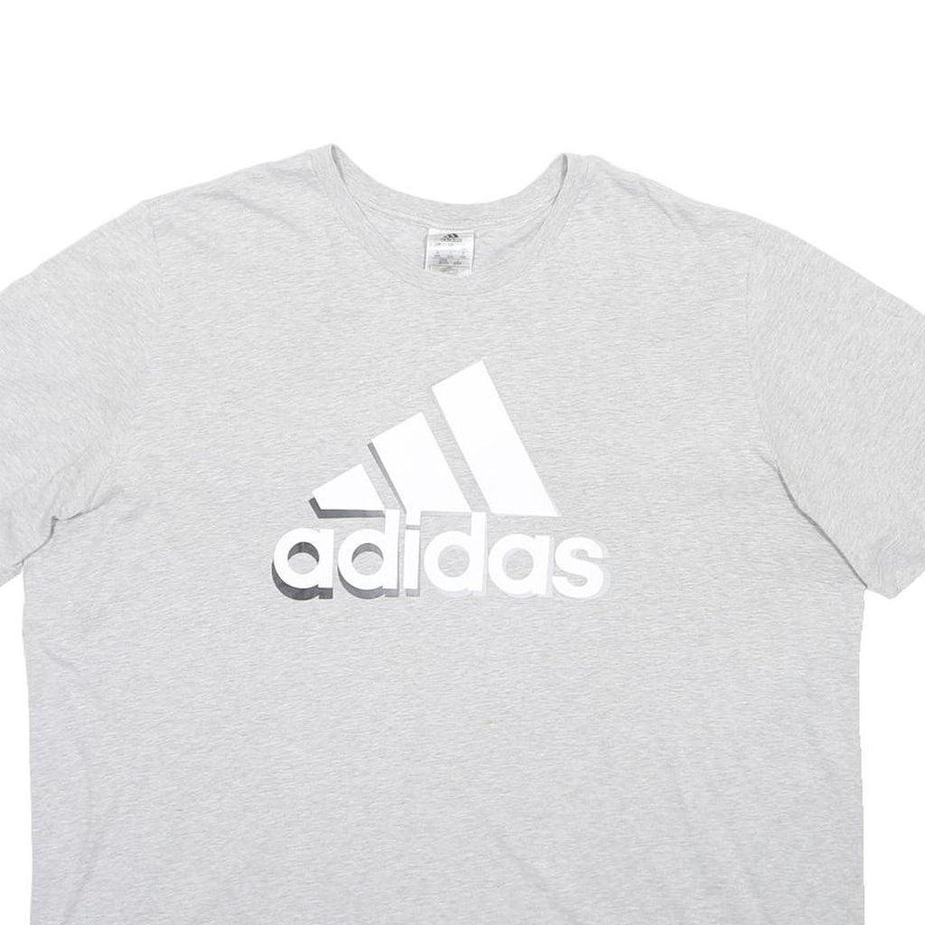 ADIDAS Mens Grey & White Crew Neck Short Sleeve Graphic T-Shirt 2XL