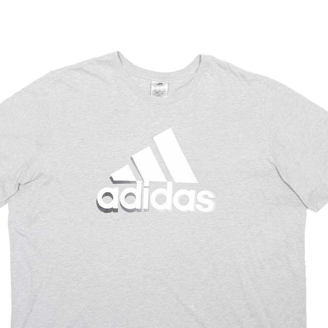 ADIDAS Mens Grey & White Crew Neck Short Sleeve Graphic T-Shirt 2XL