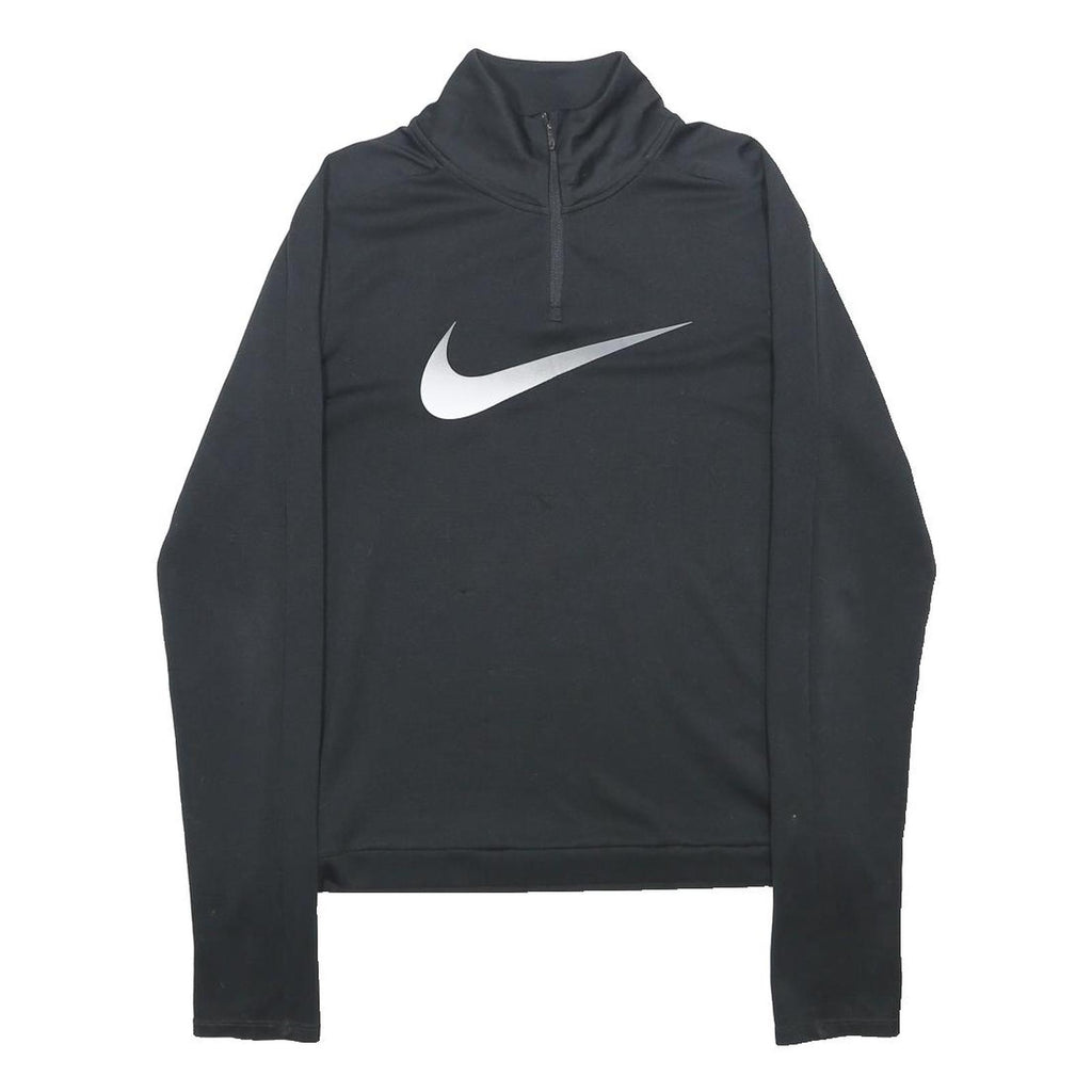 NIKE Womens Black 1/4 Zip Sweatshirt S Performance Activewear