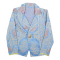 Womens Blue Floral Pattern Button Jacket S Woven Classic Fit