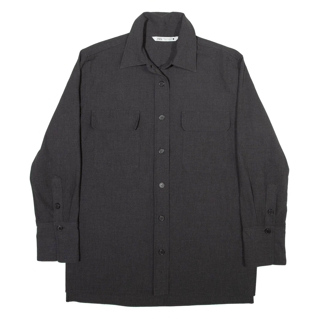ZARA Womens Plain Shirt Grey Long Sleeve XS